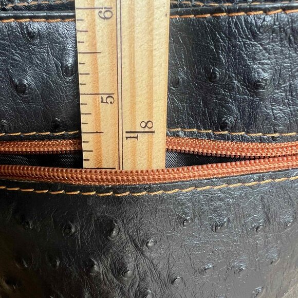 Vintage Genuine Ostrich Leather Borse in Pelle Crossbody Handbag Black Cognac - Picture 6 of 13